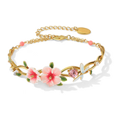 Sweet Hibiscus Flower Dragonfly Half Bracelet